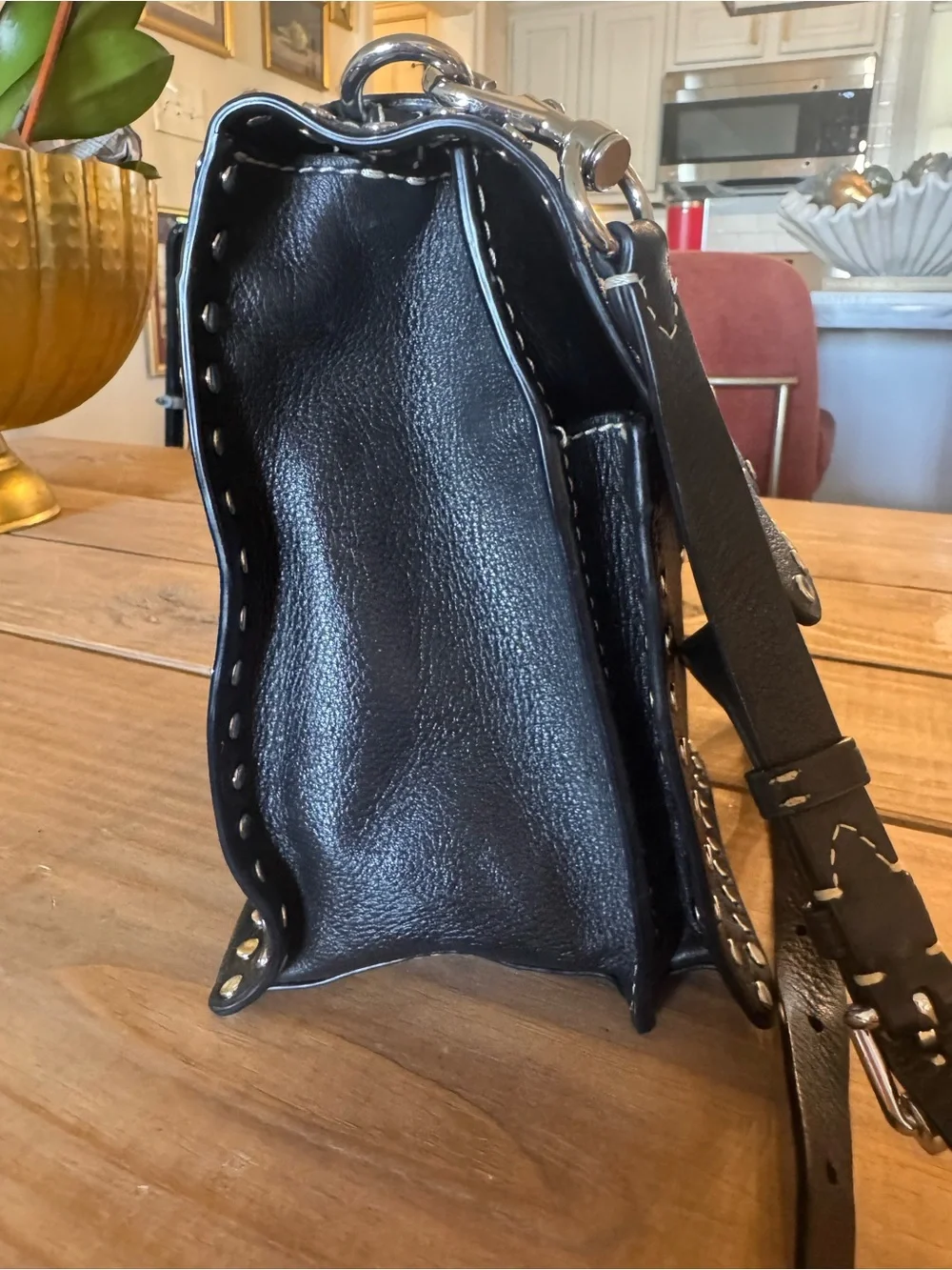 Rebecca Minkoff Black Leather Studded Crossbody Bag